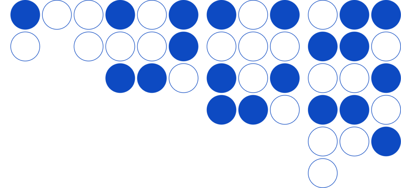A group of blue circles on a black background.