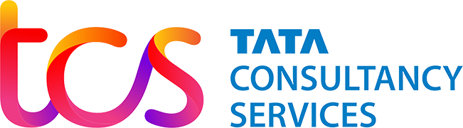 Logo des services de conseil Tata (tcs) avec un motif à rayures colorées.