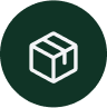 Icon of a 3d box on a green background.