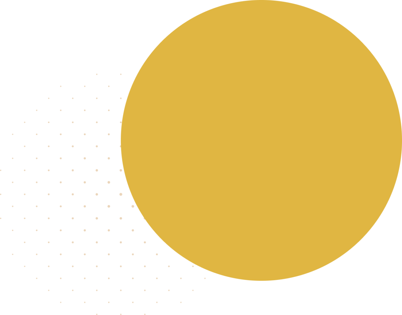 A large golden circle on the left with small white dots against a black background, representing stars in space.