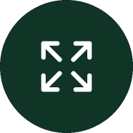 Expand icon with four arrows pointing outward in a green circle.