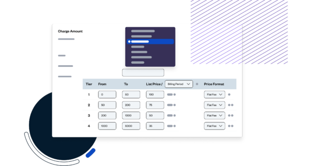 UI graphic of Zuora Billing’s low-code pricing configuration interface