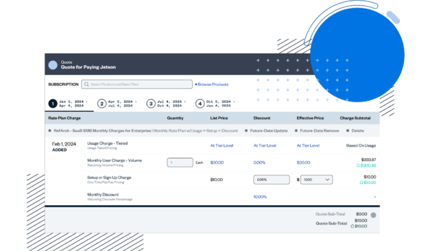Screenshot of Zuora’s Integrated CPQ showing configuration and quote automation interface.