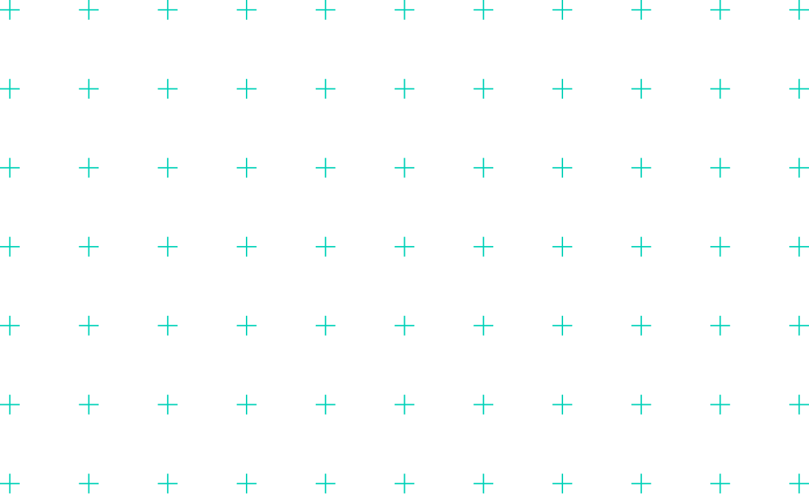 A grid pattern of evenly spaced turquoise plus signs on a black background.