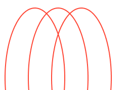 Three overlapping red curved lines on a light gray background.