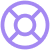 A purple lifebuoy icon with a white background.