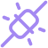 A purple icon of two plugs connecting with lines radiating outward, suggesting power or connectivity.
