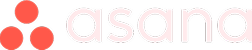 Asana logo with three red dots forming a triangle next to the word "asana" in light pink lowercase letters.
