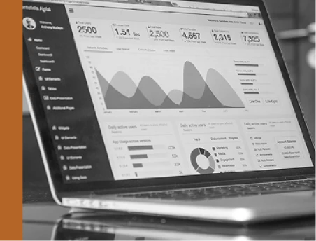 Laptop screen with revenue data