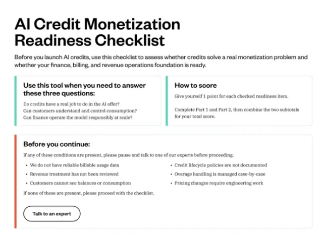 AI Credit Monetization Readiness Checklist