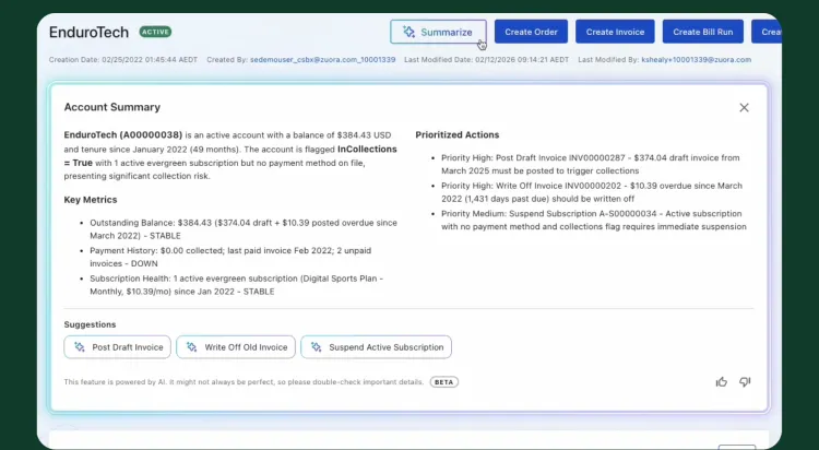 Zuora AI in Action: Invoice Write-Offs in Context